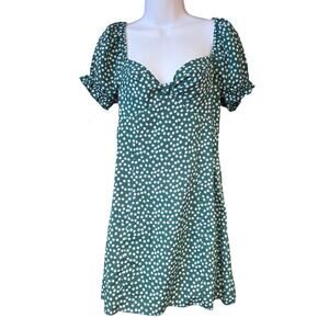 Princess Polly green and white ditsy floral mini dress sz 6